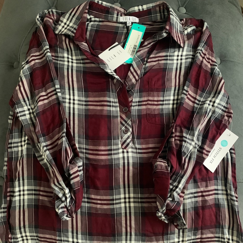 Plaid, 3/4 button up